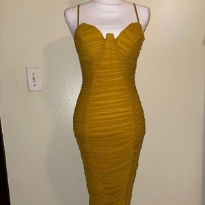 Yellow-lime green dress cocktail